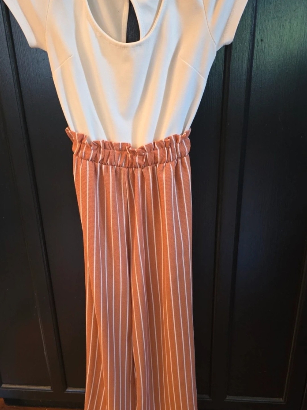 Women’s Rust Stripe Paperbag Waist Wide-Leg Pants